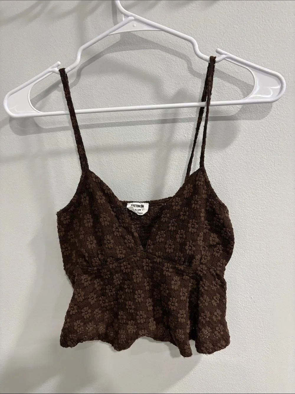 Cotton On Brown Floral Beach y Lace-Texture Cami